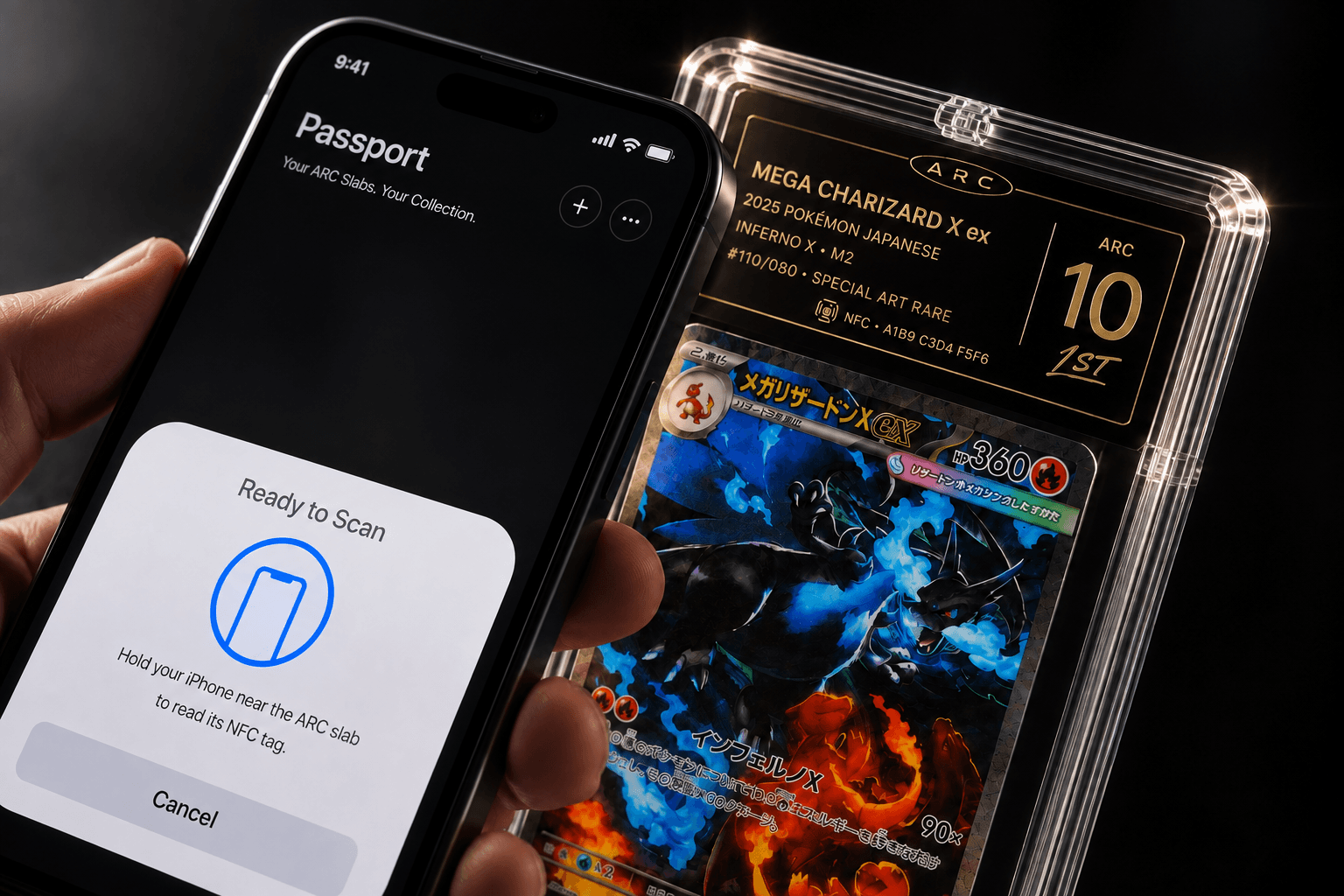 Tapping a phone against an ARC slab to verify certification